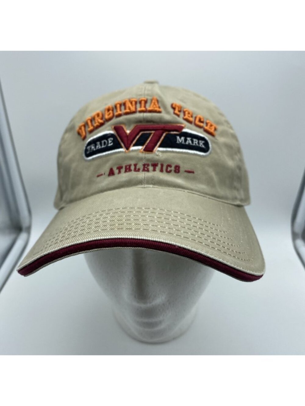 Virginia Tech Hokies Tan Cap Hat Hook & Loop NCAA Captain's Collection